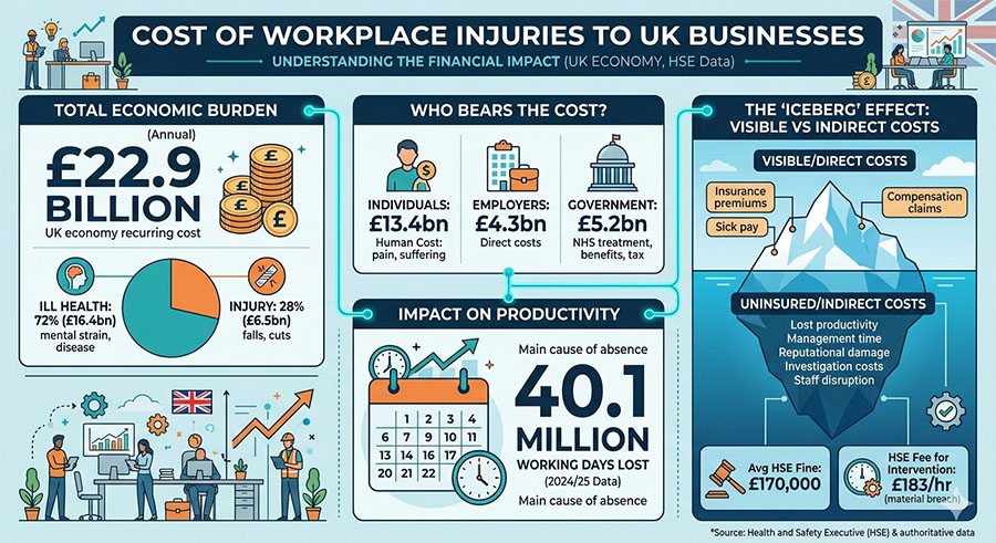 Cost of workplace injuries to UK businesses statistics